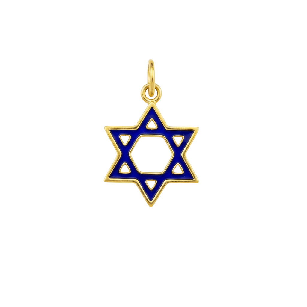 תליון מגן דוד אימייל כחול ואדום
