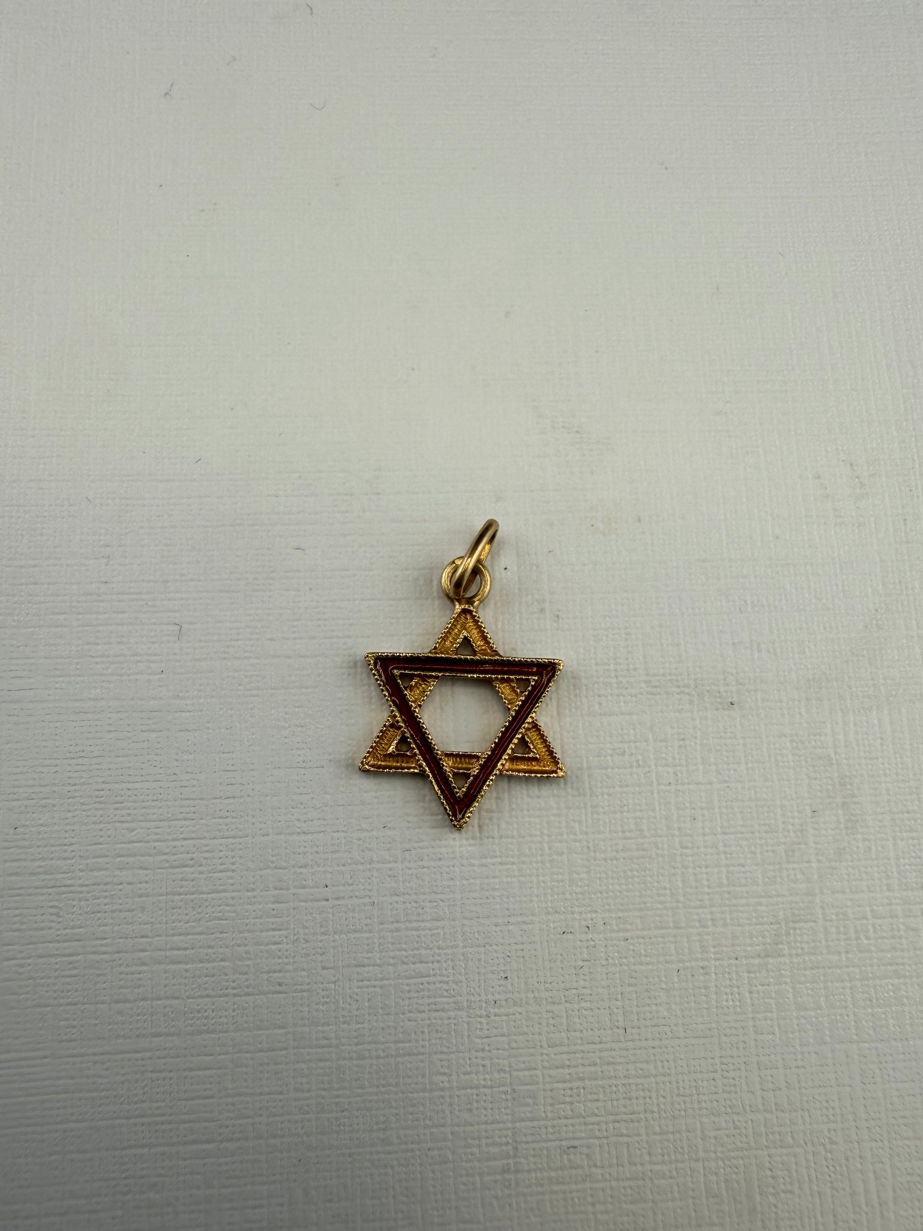 תליון מגן דוד אימייל כחול ואדום