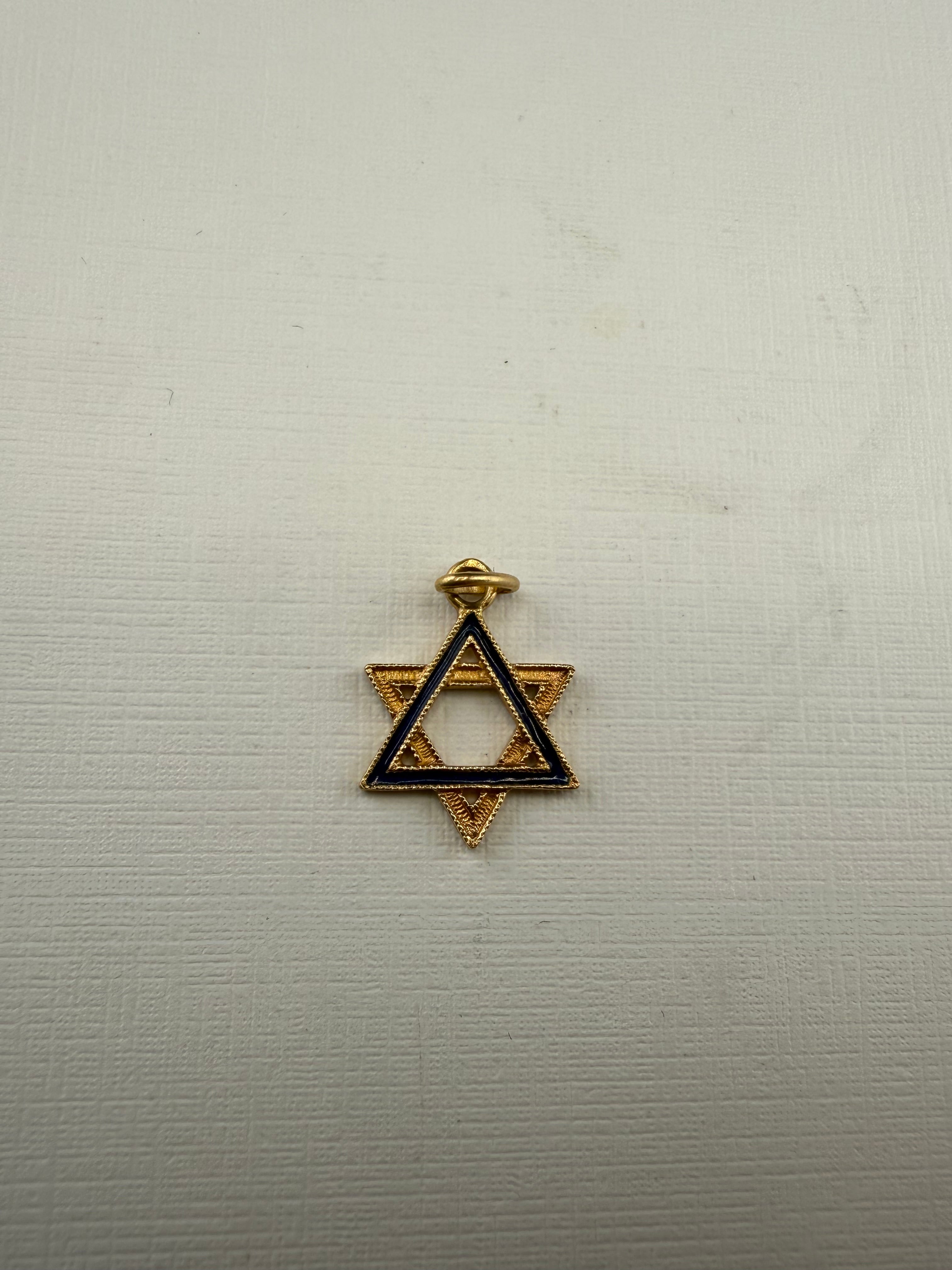 תליון מגן דוד אימייל כחול ואדום