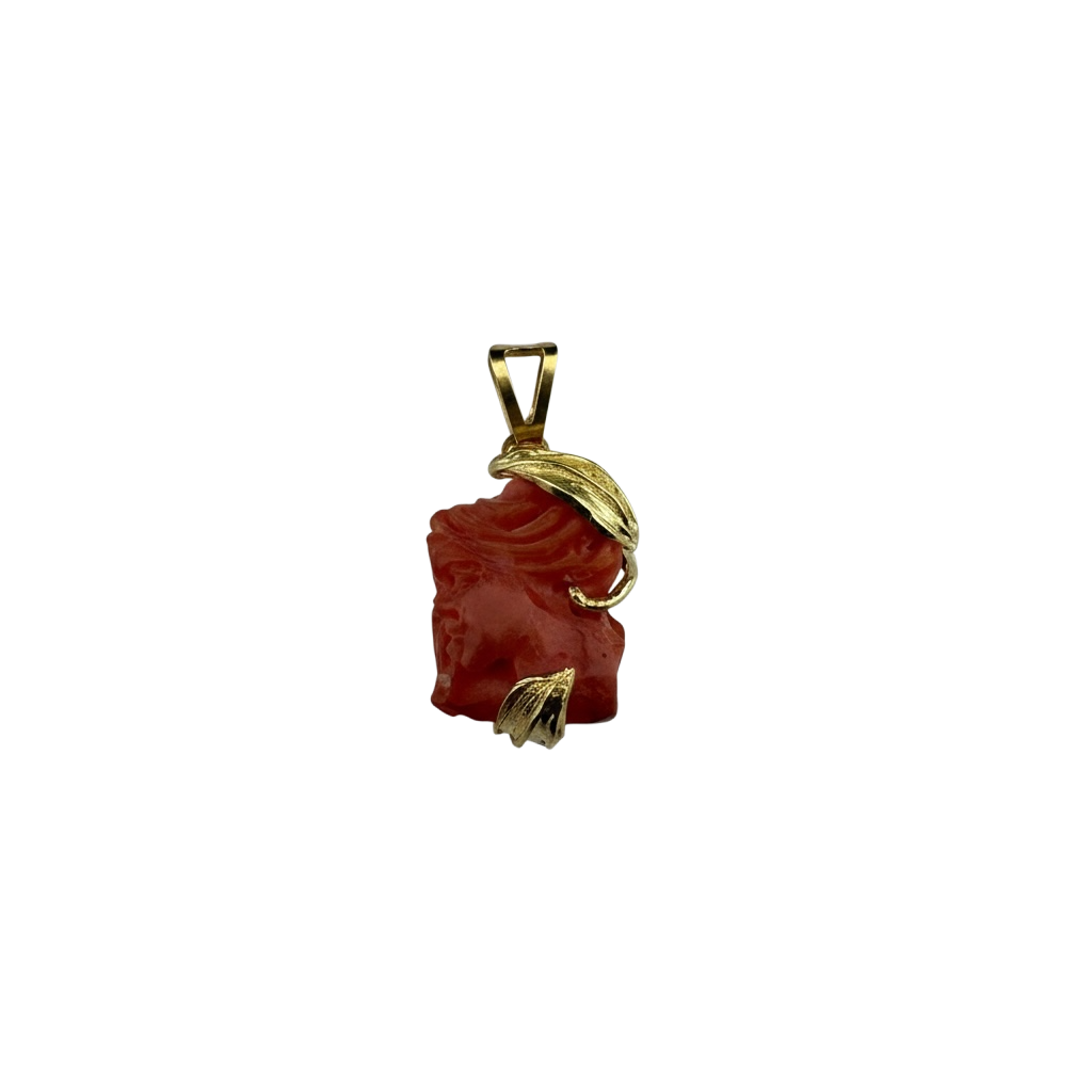 תליון קמיאו קורל וינטג׳ מזהב